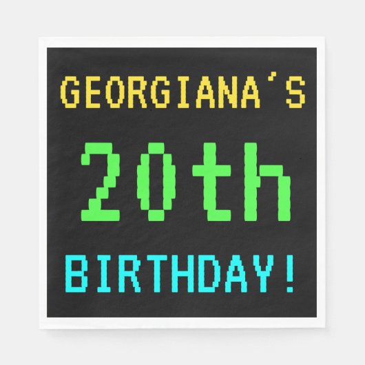 Fun /Retro Video Game Kijk 20th Birthday Servet (Voorkant)