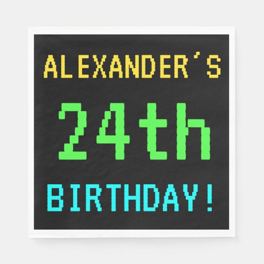 Fun /Retro Video Game Kijk 24e verjaardag Servet (Voorkant)