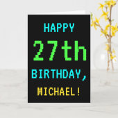 Fun /Retro Video Game Kijk 27th Birthday Kaart (Gele Bloem)