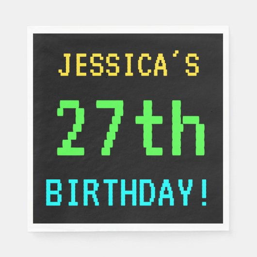 Fun /Retro Video Game Kijk 27th Birthday Servet (Voorkant)