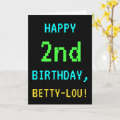 Fun /Retro Video Game Kijk 2e verjaardag Kaart (Gele Bloem)