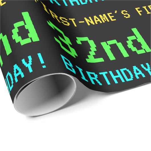 Fun /Retro Video Game Kijk 32e verjaardag Cadeaupapier (Rol Hoek)