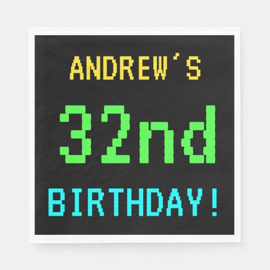 Fun /Retro Video Game Kijk 32e verjaardag Servet (Voorkant)