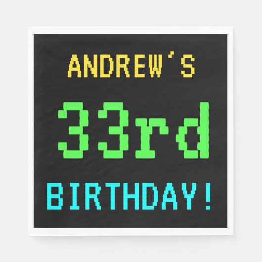 Fun /Retro Video Game Kijk 33rd Birthday Servet (Voorkant)