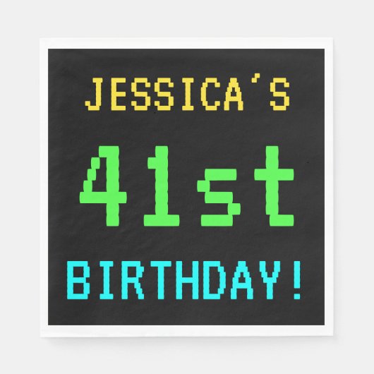 Fun /Retro Video Game Kijk 41e verjaardag Servet (Voorkant)