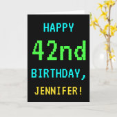 Fun /Retro Video Game Kijk 42e verjaardag Kaart (Gele Bloem)