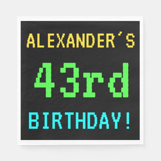 Fun /Retro Video Game Kijk 43rd Birthday Servet (Voorkant)