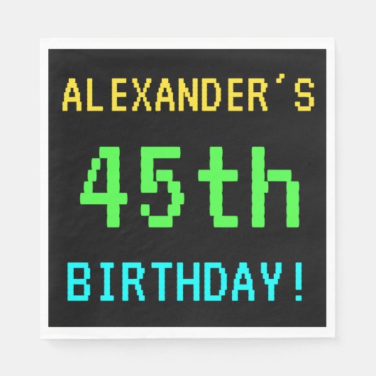Fun /Retro Video Game Kijk 45e verjaardag Servet (Voorkant)