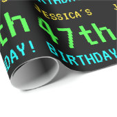 Fun /Retro Video Game Kijk 47e verjaardag Cadeaupapier (Rol Hoek)