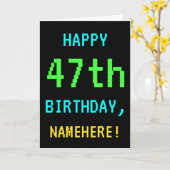 Fun /Retro Video Game Kijk 47e verjaardag Kaart (Gele Bloem)