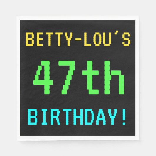 Fun /Retro Video Game Kijk 47e verjaardag Servet (Voorkant)