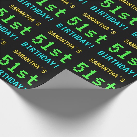 Fun /Retro Video Game Kijk 51e verjaardag Cadeaupapier (Hoek)