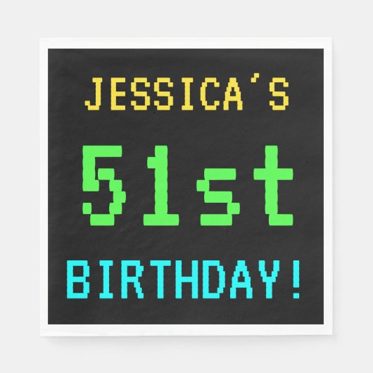 Fun /Retro Video Game Kijk 51e verjaardag Servet (Voorkant)