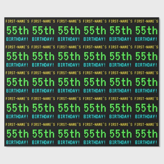 Fun /Retro Video Game Kijk 55e verjaardag Cadeaupapier (Vlak)