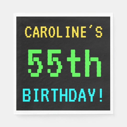 Fun /Retro Video Game Kijk 55e verjaardag Servet (Voorkant)