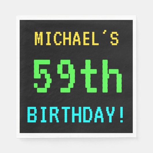 Fun /Retro Video Game Kijk 59th Birthday Servet (Voorkant)