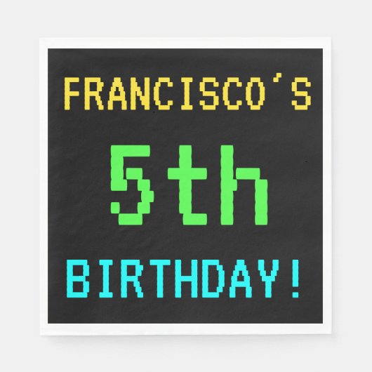 Fun /Retro Video Game Kijk 5th Birthday Servet (Voorkant)