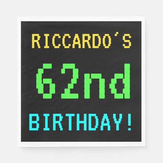 Fun /Retro Video Game Kijk 62e verjaardag Servet (Voorkant)