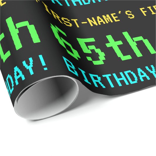 Fun /Retro Video Game Kijk 65e verjaardag Cadeaupapier (Rol Hoek)