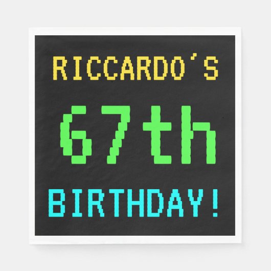 Fun /Retro Video Game Kijk 67e verjaardag Servet (Voorkant)