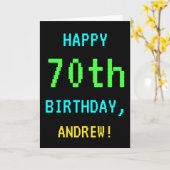 Fun /Retro Video Game Kijk 70e verjaardag Kaart (Gele Bloem)