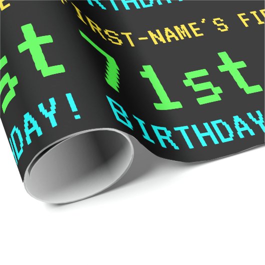 Fun /Retro Video Game Kijk 71e verjaardag Cadeaupapier (Rol Hoek)