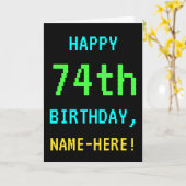 Fun /Retro Video Game Kijk 74th Birthday Kaart (Gele Bloem)