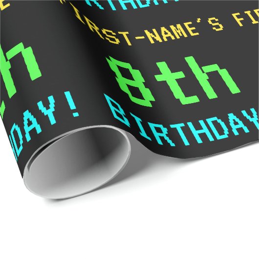 Fun /Retro Video Game Kijk 8th Birthday Cadeaupapier (Rol Hoek)