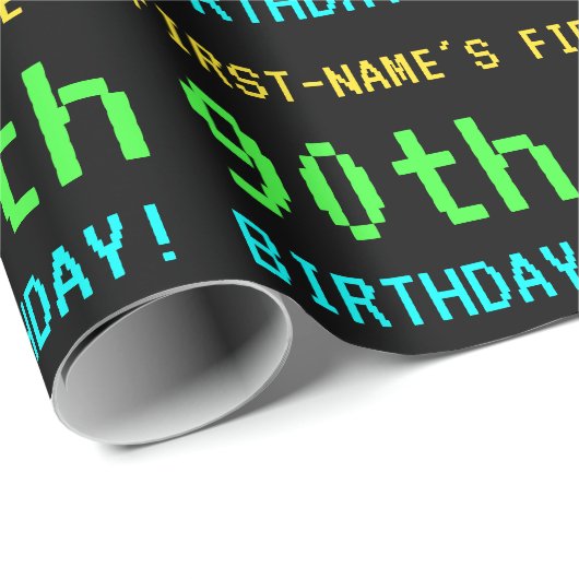 Fun /Retro Video Game Kijk 90e verjaardag Cadeaupapier (Rol Hoek)