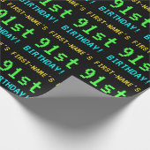 Fun /Retro Video Game Kijk 91st verjaardag Cadeaupapier (Hoek)