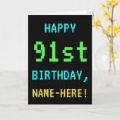 Fun /Retro Video Game Kijk 91st verjaardag Kaart (Gele Bloem)