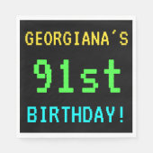 Fun /Retro Video Game Kijk 91st verjaardag Servetten (Voorkant)