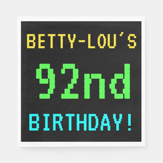 Fun /Retro Video Game Kijk 92e verjaardag Servet (Voorkant)