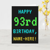 Fun /Retro Video Game Kijk 93rd Birthday Kaart (Gele Bloem)