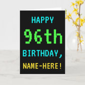 Fun /Retro Video Game Kijk 96th Birthday Kaart (Gele Bloem)