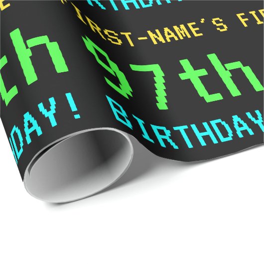 Fun /Retro Video Game Kijk 97e verjaardag Cadeaupapier (Rol Hoek)