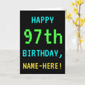 Fun /Retro Video Game Kijk 97e verjaardag Kaart (Gele Bloem)