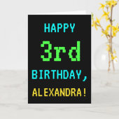 Fun /Retro Video Game Kijk op 3e verjaardag Kaart (Gele Bloem)