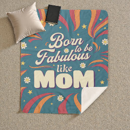 Fun Retro Vintage Psychedelic Mom Quote Typography Sherpa Deken
