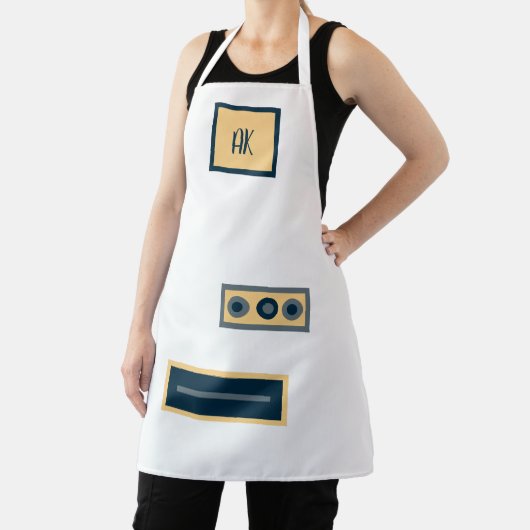 Fun Retro White Yellow Personalized Apron Schort (Insitu)