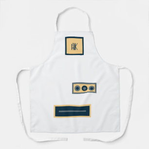 Fun Retro White Yellow Personalized Apron Schort