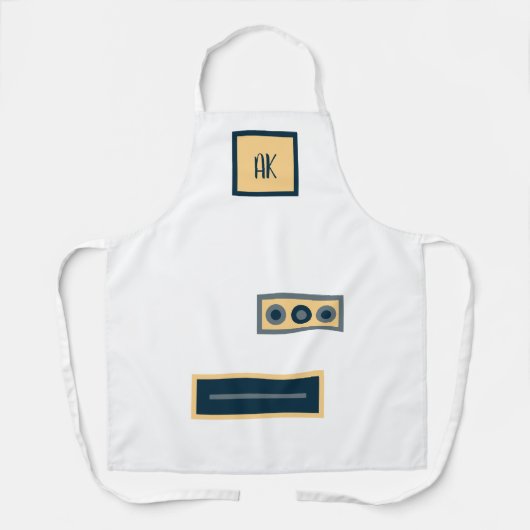 Fun Retro White Yellow Personalized Apron Schort (Voorkant)