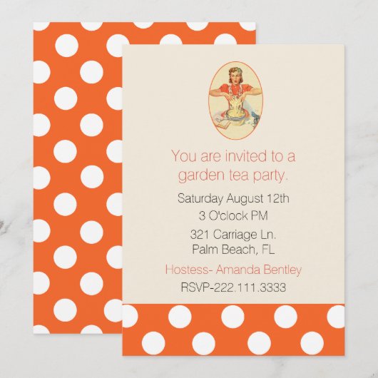 Fun Retro Woman Cooking Party - Uitnodiging (Voorkant / Achterkant)