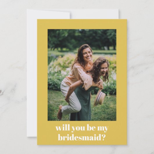 Fun Retro Yellow Pattern Bridesmaid Voorstel Notitiekaartje (Voorkant)