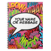 Fun Retro Your Message Speech Bubble Comic Book Notitieboek (Voorkant)