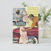 Fun Retro Zijne & Hers Couple's Shower Invitations Kaart (Staand voorkant)