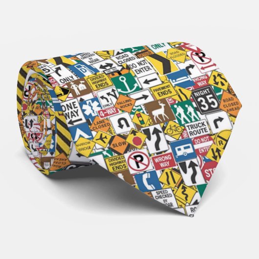 Fun Road sign stropdas mannen (Opgerold)