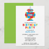 Fun Robot Birthday Party Kaart (Voorkant / Achterkant)