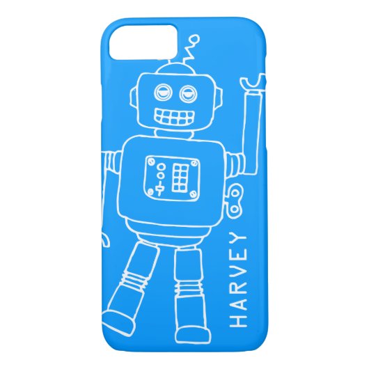 Fun-robot: blauwe en witte jongens met aanraaktas Case-Mate iPhone case (Achterkant)