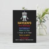 Fun Robot eerste verjaardagsfeestje uitnodiging (Staand voorkant)